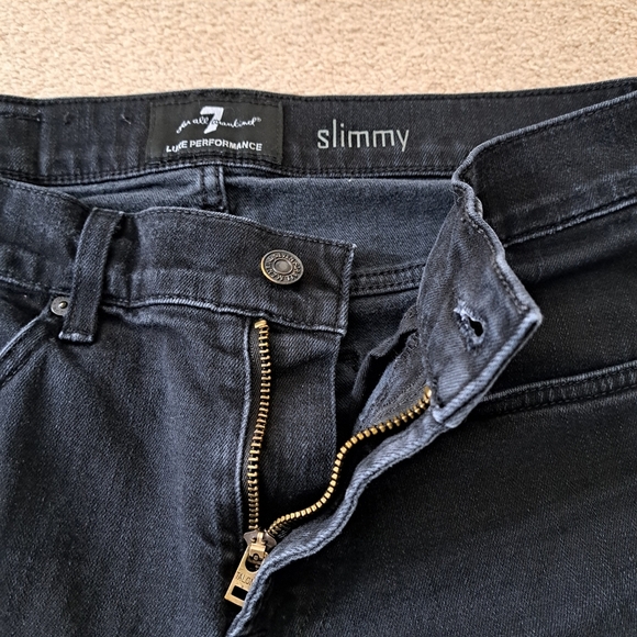 7 for All Mankind Slimmy Jeans Men's 29 Black Luxe Performance Slim Straight Leg - Picture 9 of 16